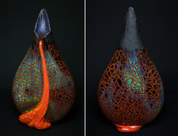 Moe Hot Glass  Moe Hot Glass  Crackled Surface Flow Vase